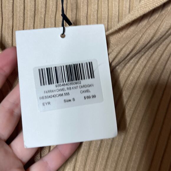 New DISSH Camel Rib Knit Cardigan Top Sz S - Picture 4 of 7